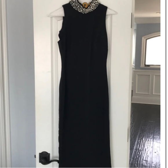 Karl lagerfeld pearl collar black cocktail sheath dress 2 small - Picture 5 of 5